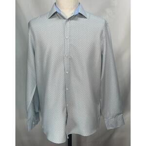 Calabrum Modern Fit Button Down Shirt Blue Men's L 16-16.5